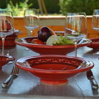 Lot de 6 assiettes Tebsi Tatoué rouge - D 23 cm