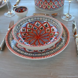 Service à couscous assiettes jattes  Bakir rouge - 8 pers