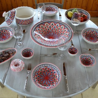 Service à couscous assiettes jattes  Bakir rouge - 8 pers