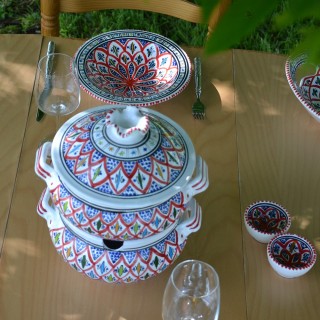 Service couscoussier assiettes Tebsis Bakir rouge - 8 pers