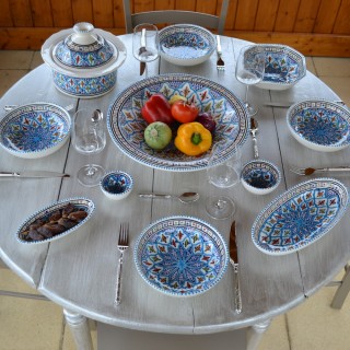 Service à couscous assiettes jattes Bakir turquoise - 8 pers