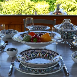 Service à couscous assiettes creuses Bakir vert - 6 pers