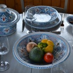 Service à couscous Marocain turquoise assiettes creuses - 8 pers