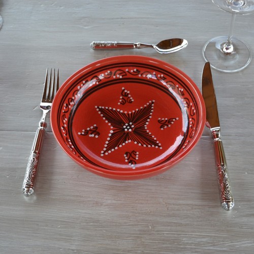 Service à couscous assiettes jattes Tatoué rouge - 8 pers 2