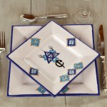 Assiette carrée Khelel bleu - L 19 cm