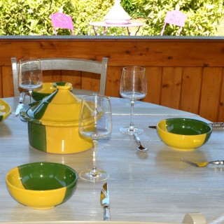 Service à soupe Kerouan jaune et vert - 8 pers