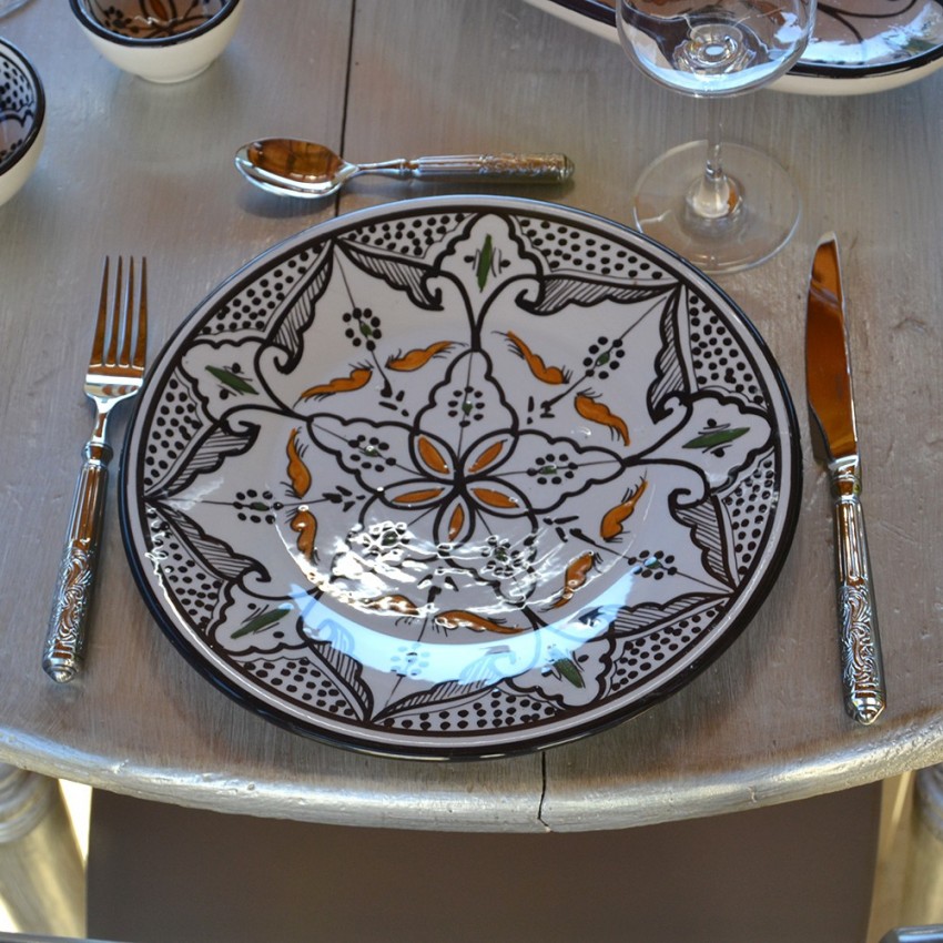 Lot de 6 assiettes plates Marocain noir - D 28 cm