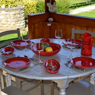 Lot de 6 assiettes plates Tatoué rouge - D 28 cm