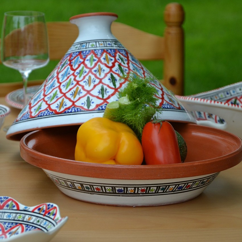 Service tajine assiettes plates Bakir rouge - 6 pers 