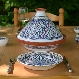 Service à tajine assiettes creuses Bakir bleu - 8 pers