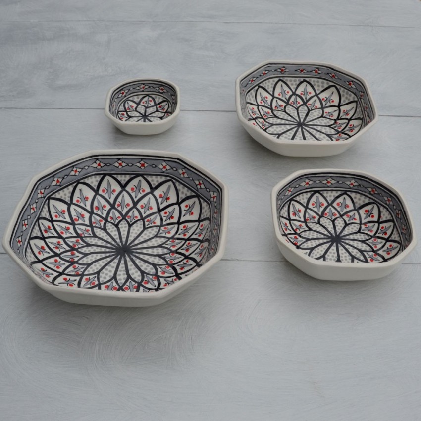 Plat octogonal Bakir gris - L 25 cm