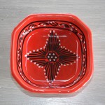 Plat octogonal Tatoué rouge - L 15 cm