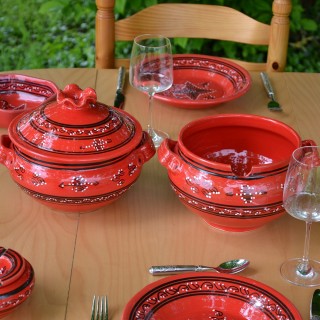 Couscoussier Tatoué rouge - Grand modèle