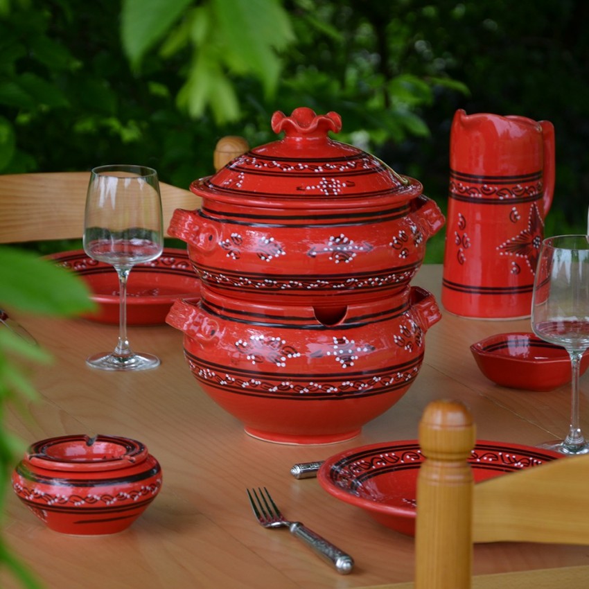 Couscoussier Tatoué rouge - Grand modèle