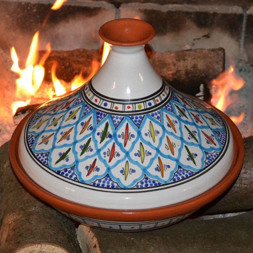 Tajine Bakir turquoise - D 31 cm traditionnel