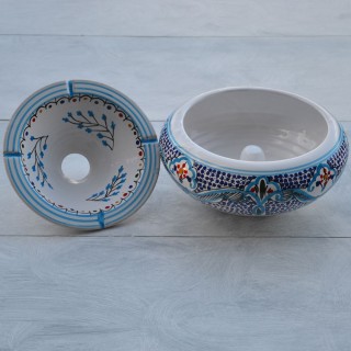 Cendrier anti-fumée Marocain Turquoise - Très Grand Modèle