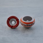 Cendrier anti fumée Tatoué orange et blanc - Mini modèle