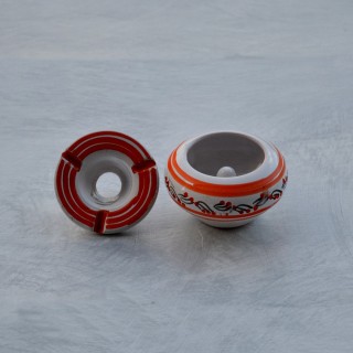 Cendrier anti fumée Tatoué orange et blanc - Mini modèle