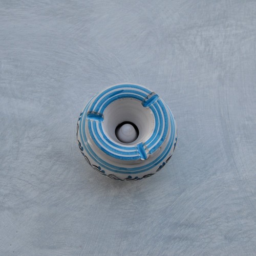 Cendrier anti fumée Tatoué turquoise et blanc - Mini modèle 2