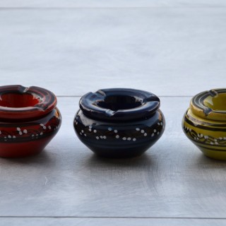 Lot de 2 cendriers Tatoué bleu et turquoise - petit modèle