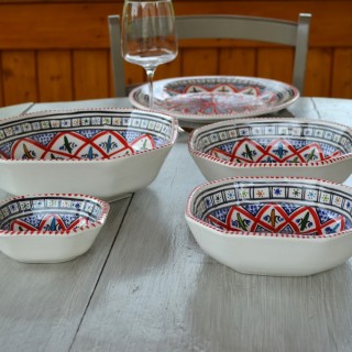 Plat octogonal Bakir rouge - L 11 cm