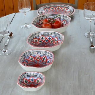 Plat octogonal Bakir rouge - L 16 cm