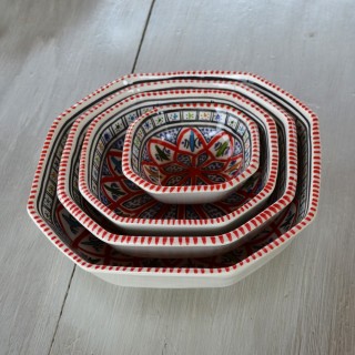 Plat octogonal Bakir rouge - L 20 cm