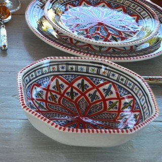 Plat octogonal Bakir rouge - L 20 cm