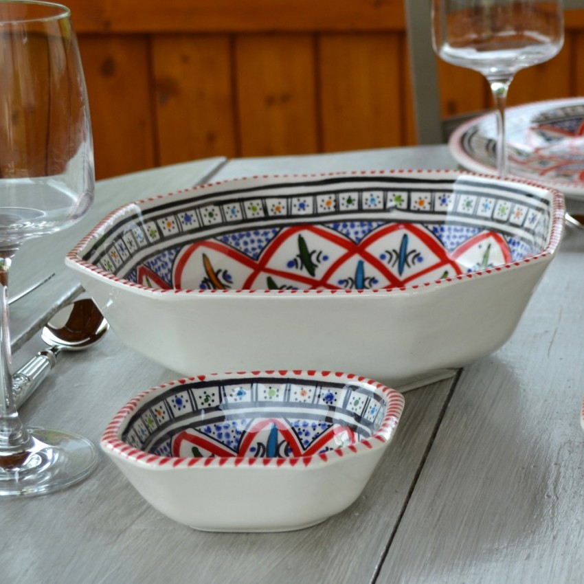 Lot De 4 Plats Octogonales Bakir Rouge - Maison