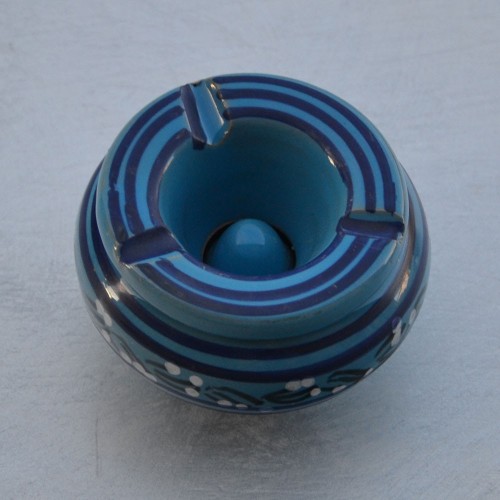Cendrier petit modèle anti fumée Tatoué bleu - D 10 cm 2