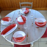 Lot de 6 assiettes plates Kerouan rouge et blanc - D 24 cm