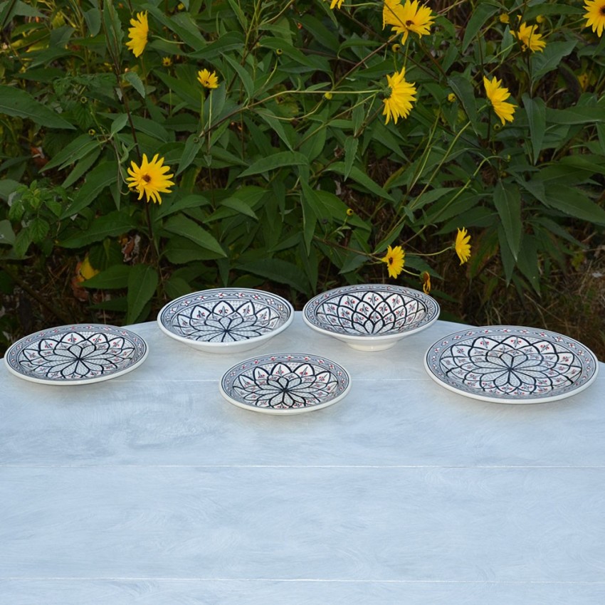 Lot de 6 assiettes plates Bakir gris - D 28 cm