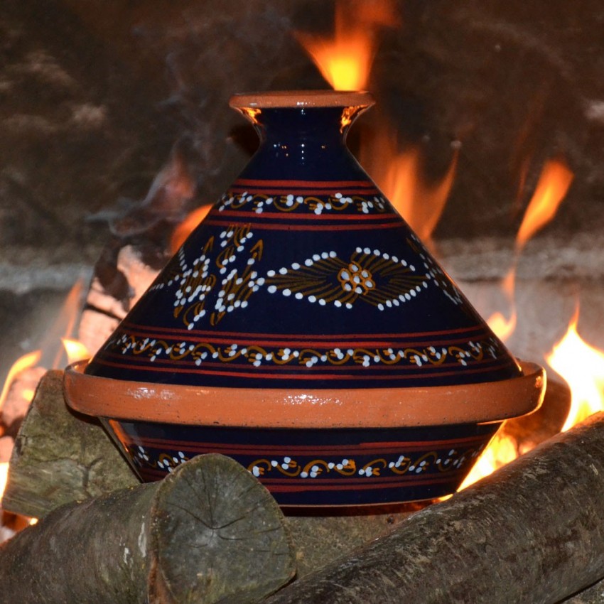 Tajine individuel de cuisson Tatoué Bleu nuit - D 23 cm