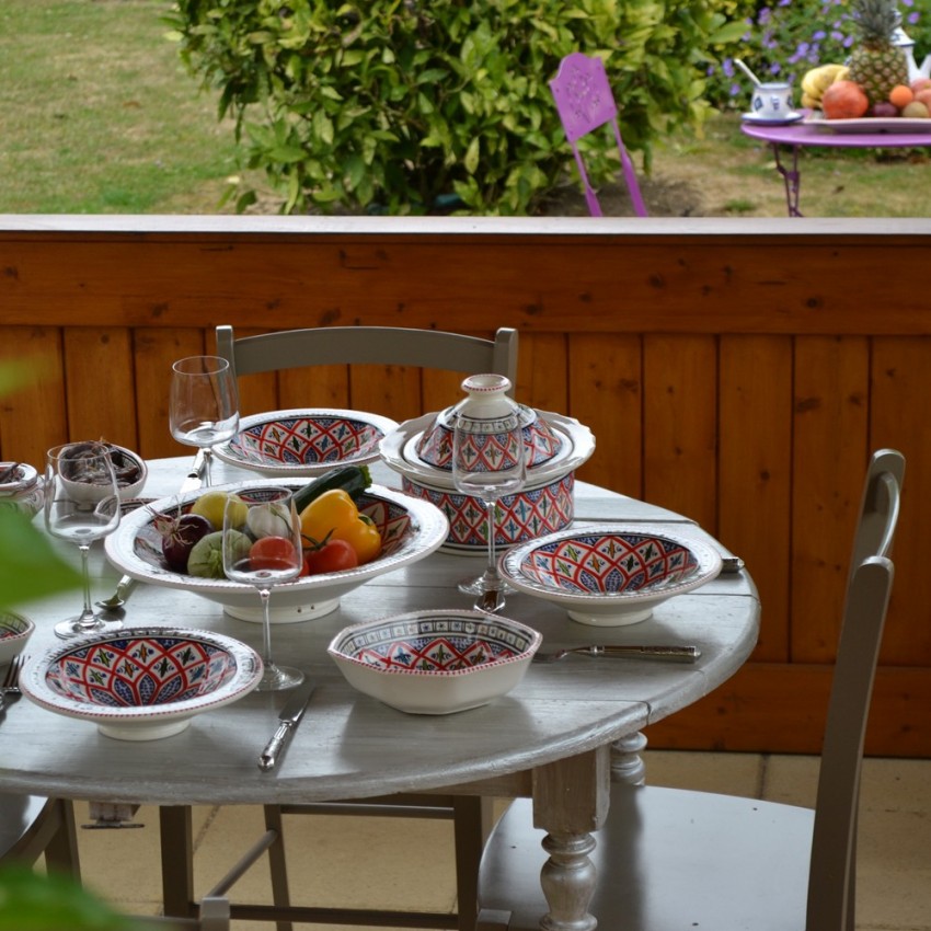 Plat octogonal Bakir rouge - L 20 cm