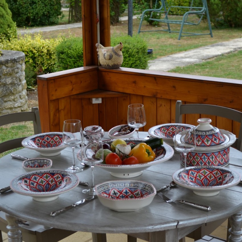 Plat octogonal Bakir rouge - L 25 cm