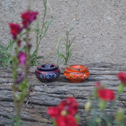 Lot 2 mini cendriers Marrakech bleu nuit et orange - Mini modèle 2