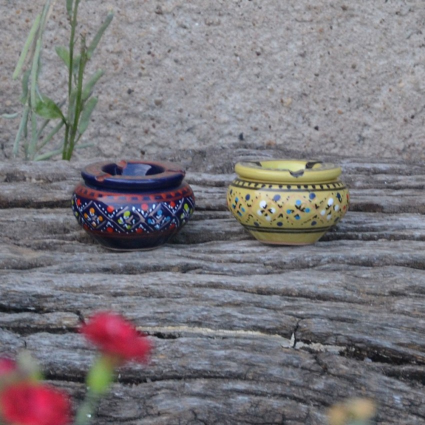 Lot 2 mini cendriers Marrakech bleu nuit et vert - Mini modèle