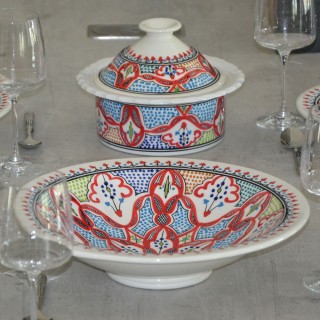 Service à couscous assiettes Tebsis Marocain Rouge - 6 pers