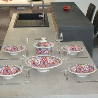 Service à couscous assiettes Tebsis Marocain Rouge - 6 pers