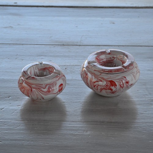 Cendrier anti fumée marbré rouge - Moyen modèle 2