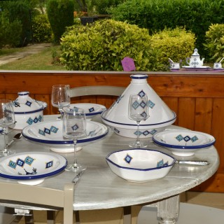 Plat octogonal Khelel bleu - L 20 cm