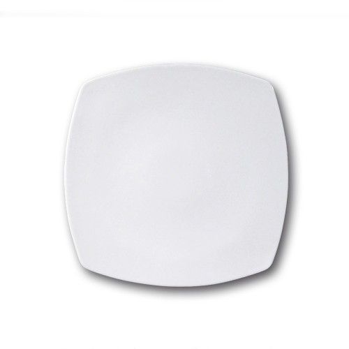 Assiette carrée en porcelaine blanche - L 26.5 cm