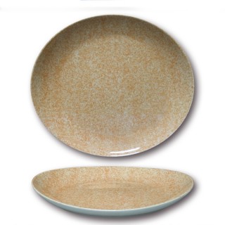 Assiette à steak porcelaine colorée - D 30,5 cm - Moucheté beige