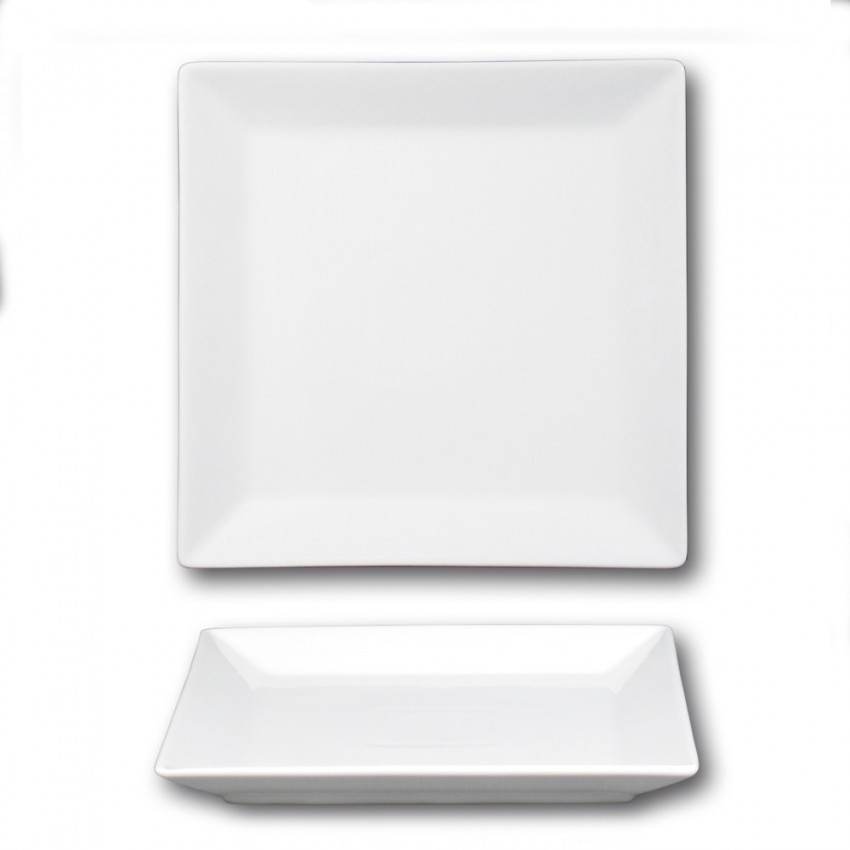 Assiette carrée porcelaine blanche - D 26 cm
