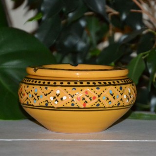 Cendrier anti fumée Marrakech jaune  et noir- Moyen modèle