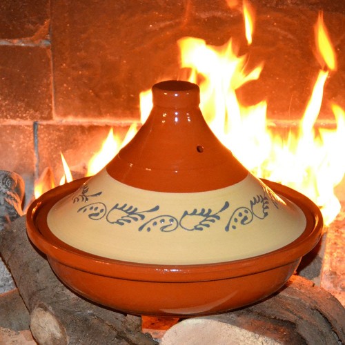 TAJINE en terre cuite style marocain plat ethnique.Fait Main  naturelle.Cuisiner pour 3 á 4 Personne. 29 Ø cm : : Cuisine et  Maison