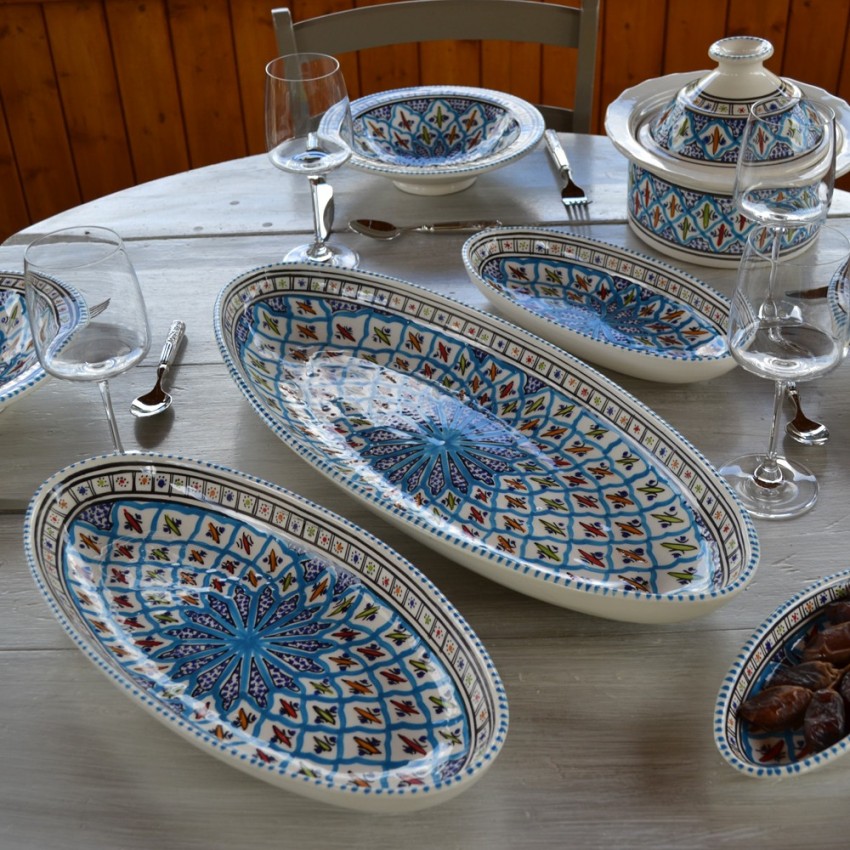 Plat ovale  Bakir turquoise - L 30 cm