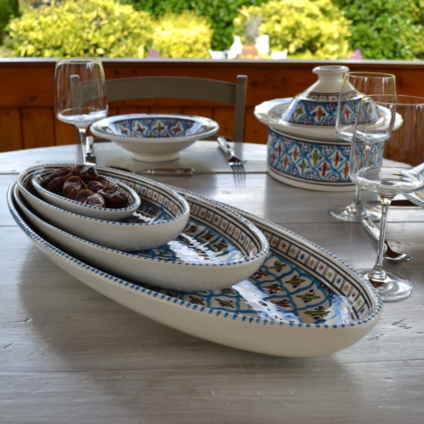 Plat ovale Bakir turquoise - L 53 cm