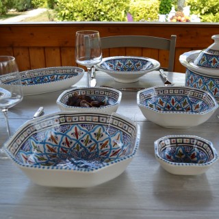 Plat octogonal  Bakir turquoise - L 11 cm