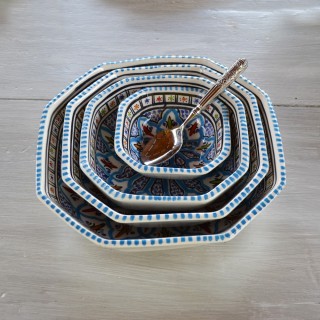 Plat octogonal  Bakir turquoise - L 11 cm